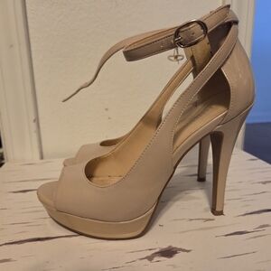 Nine West Cream Ankle Strap Heels